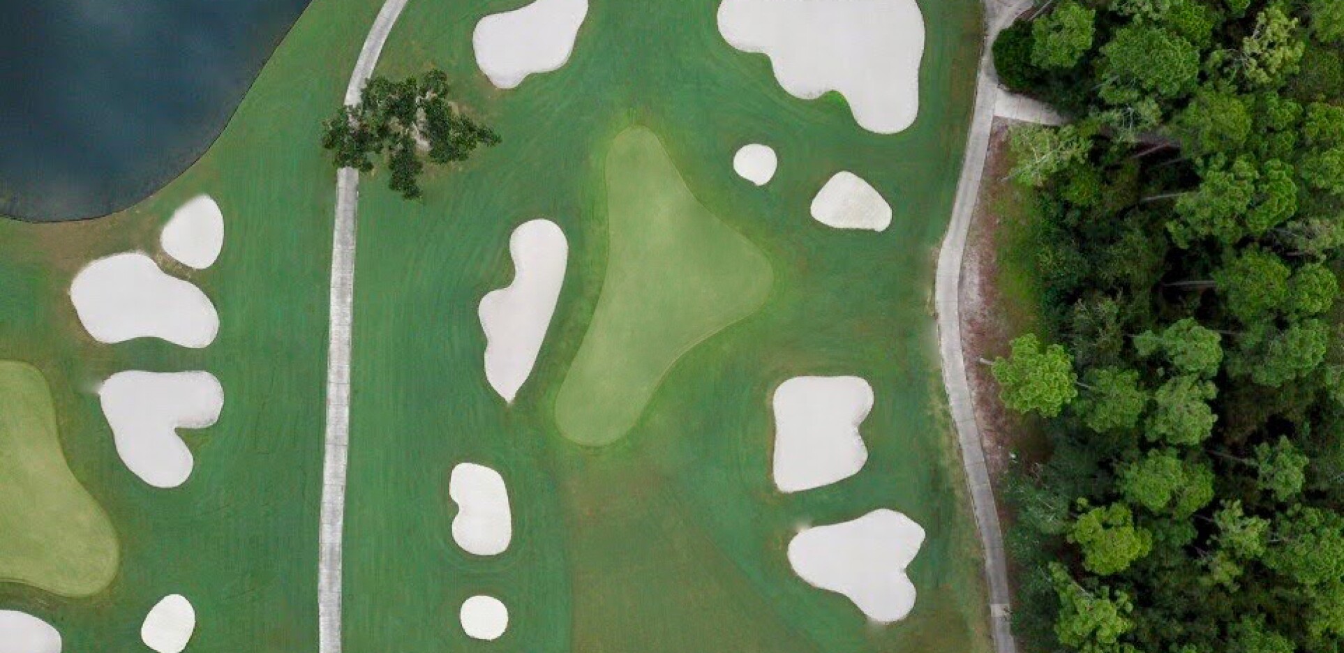 Bunkers and cart path on golf course
